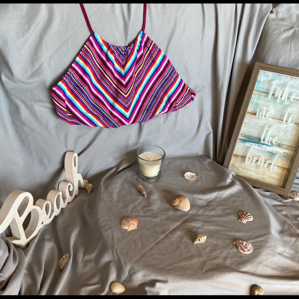 Multi colored halter swim top